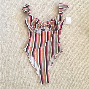 Out From Under ribbed striped cutout Bodysuit
